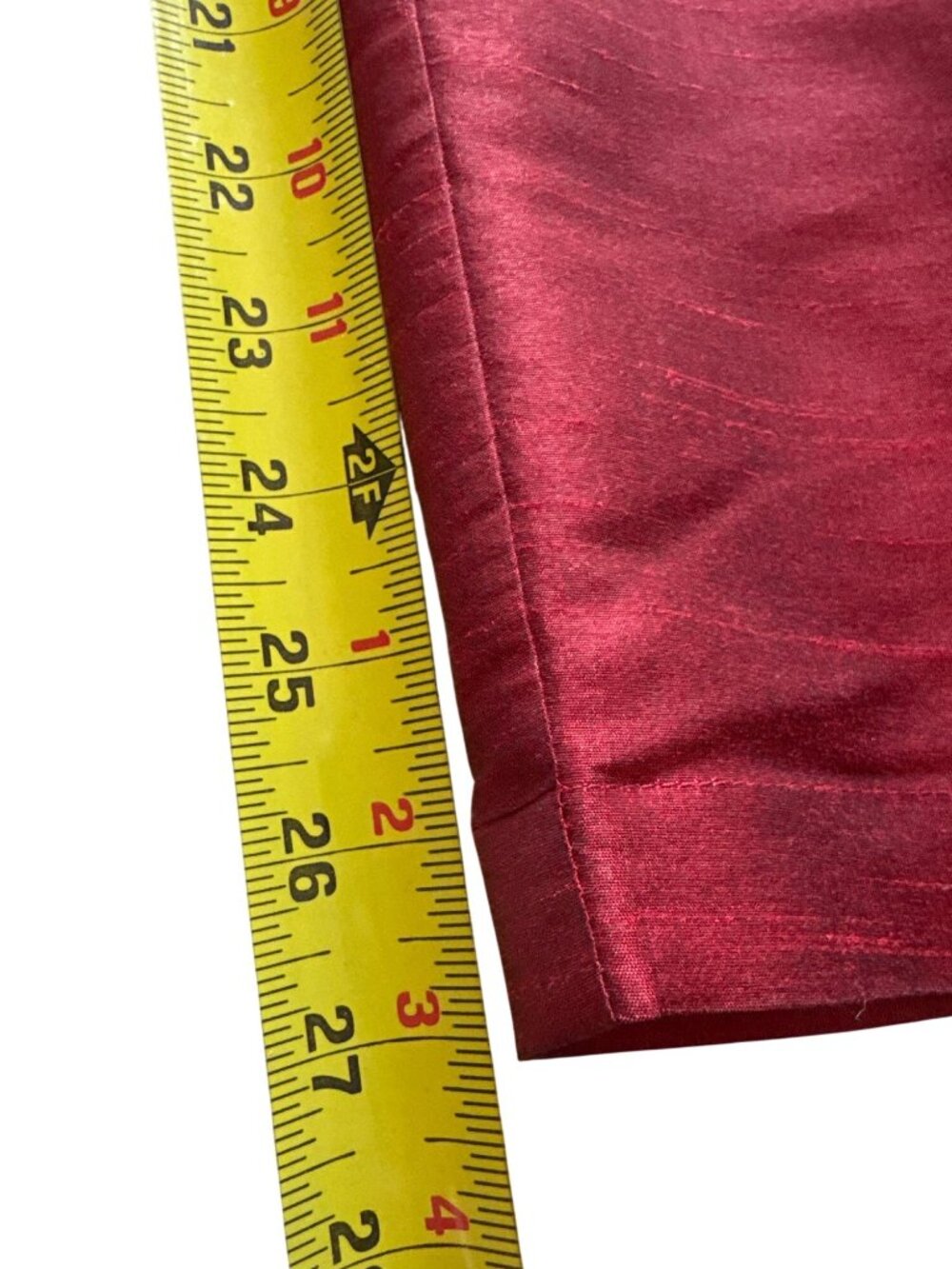 Silkland Red Satin Pants Silk Blend High Rise Straight Leg Women's Sz 12 Career - Picture 8 of 10
